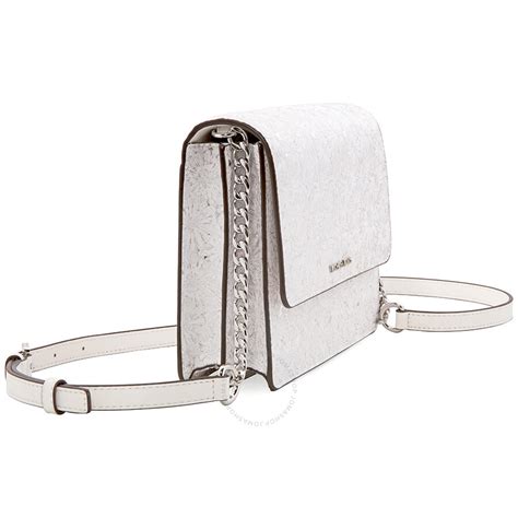 michael kors large metallic floral crossbody bag white silver|Michael Kors medium black silver.